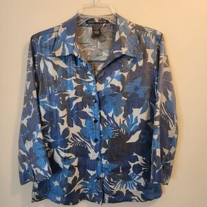 Scott Taylor Women's Blue Metalic Floral Blazer